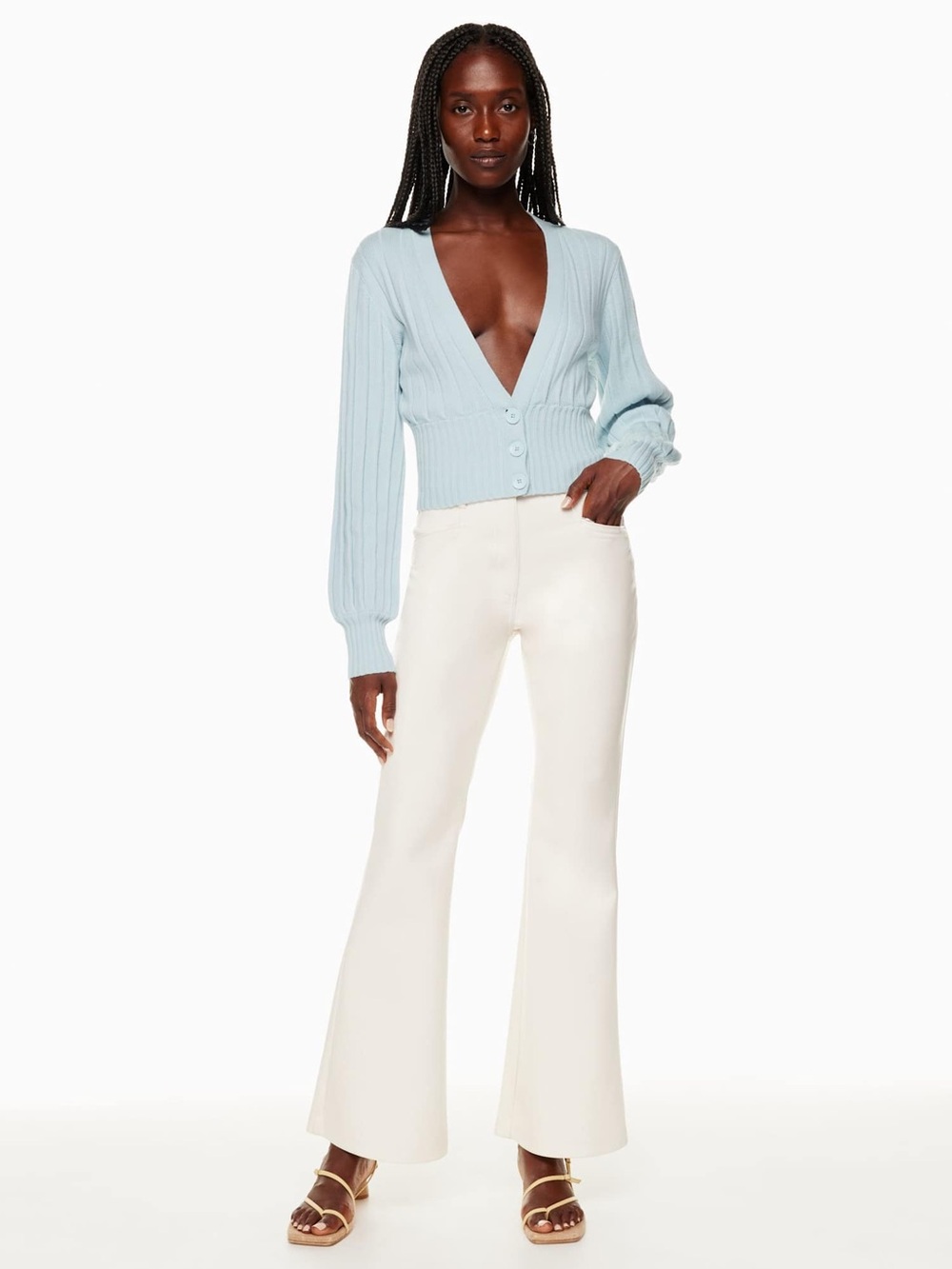 Aritzia Wilfred Plunge Front Cardigan light heatwave blue - Picture 2 of 8